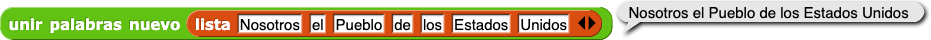 unir palabras nuevo(lista{Nosotros, el, Pueblo, de, los, Estados, Unidos}) reporta -Nosotros el Pueblo de los Estados Unidos