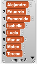 ocho nombres, ordenado